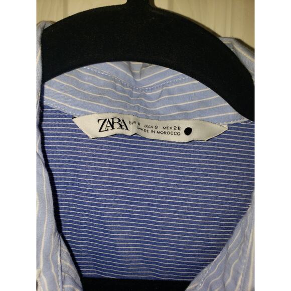 ZARA MULTIWAY PATCHWORK SHIRT DRESS BLUE/WHITE SIZE SMALL MINI STRIPE CLASSIC - Picture 14 of 16